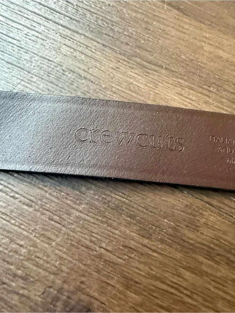 J Crew Crewcuts Brown Italian Bonded Leather Casual Belt Brushed Gold Buckle LRG